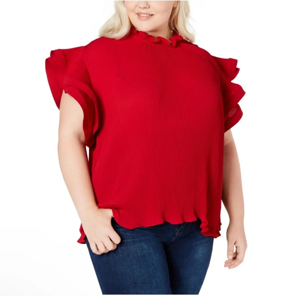 Accordion Pleated Ruffle Blouse